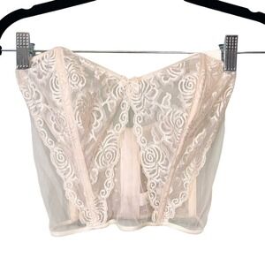 Vintage Ungaro Cream Intimates Lace Woven Bustier Lingerie Corset Size Large NWT